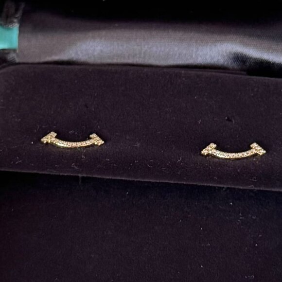 Tiffany & Co Yellow Gold Diamond Smile Earrings - Picture 3 of 6